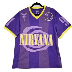 Nirvana In Utero "91" Purple Soccer Jersey Size L Kurt Cobain Grunge Wear NWT 🤘